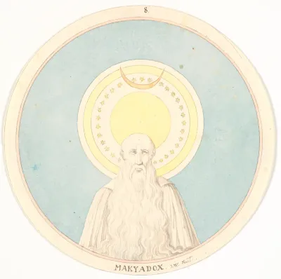 Mand med langt skæg (halvfigur) under stjernehimmel
