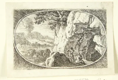 Mand og kvinde ved en grotte