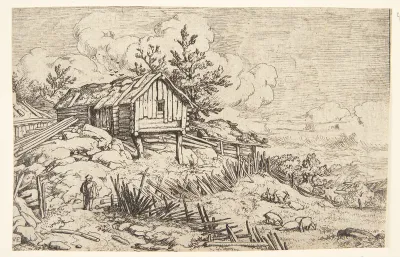 Mand ved et forfaldent hegn