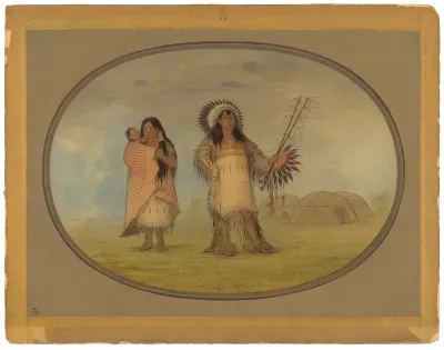 Mandan Civil Chief, His Wife, and Child