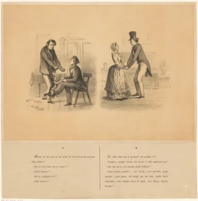Mannen en moeder en zoon in gesprek