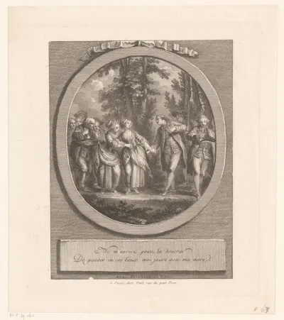 Mannen en vrouwen in een landschap
