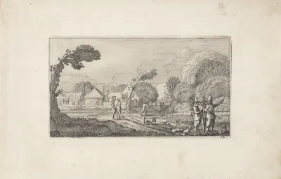 Mannen op een pad in een landschap
