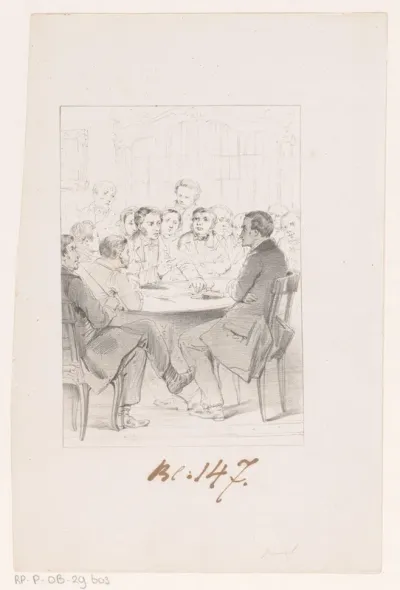 Mannen rond een tafel