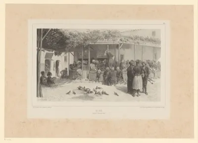 Mannen zittend op een terras van een café in Izmir, 9 november 1837
