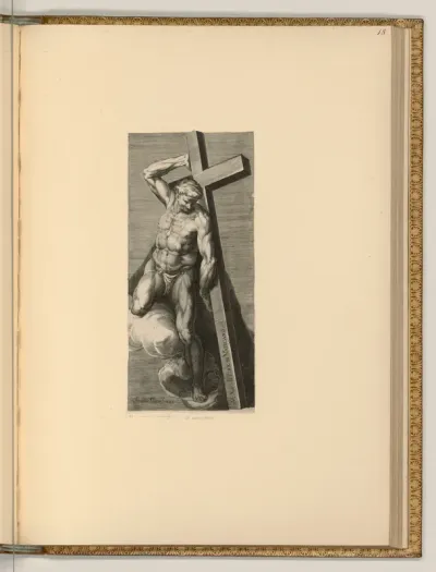 Männliche Figur mit Kreuz, Jüngstes Gericht (Sixtinische Kapelle)