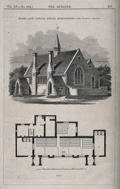 Mansel Lacy National Schools, Herefordshire, England: with a floor plan
