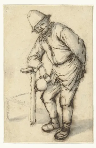 Mansfiguur, leunend op een stoel