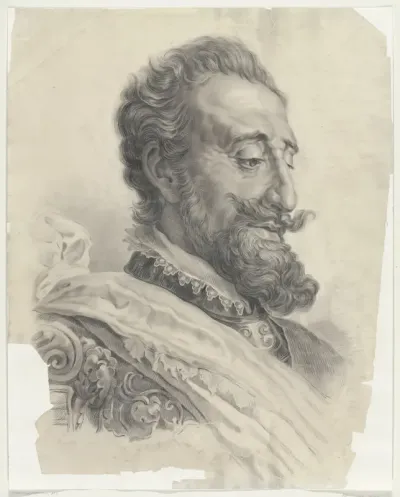 Manskop, met baard, naar rechts