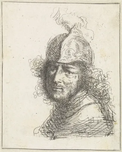 Manskop met helm