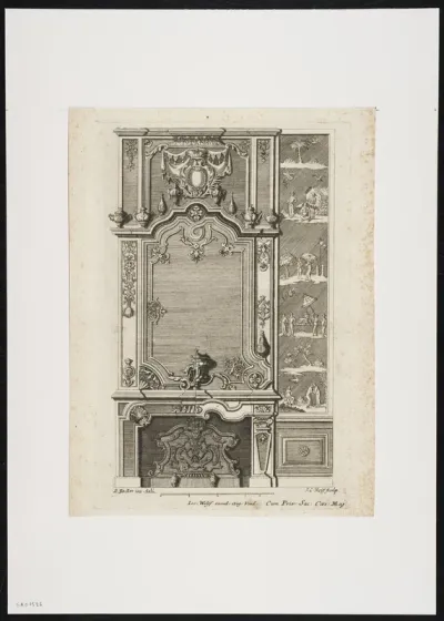 Mantelpiece and panel with oriental scenes