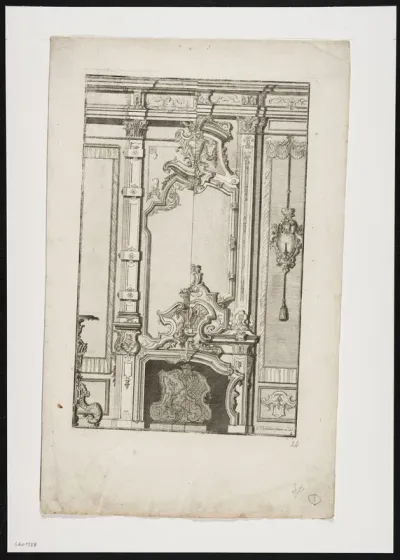 Mantelpiece decorated with cartouches and plant motifs