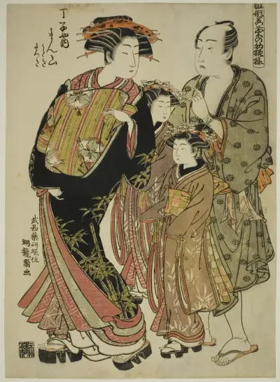 Manzan of the Chojiya, from the series "Models for Fashion: New Designs as Fresh as Young Leaves (Hinagata wakana no hatsu moyo)"
