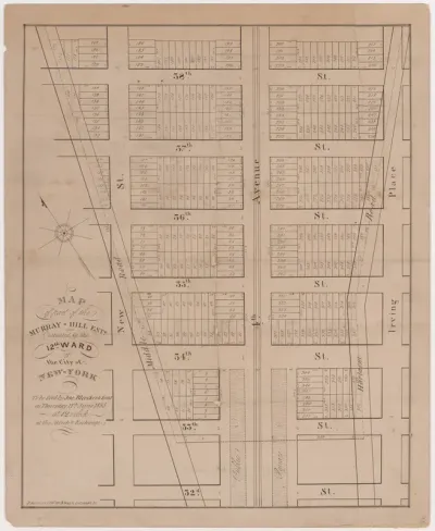 Map of part of the Murray-Hill Estate, Situated in the 12th Ward of the City of New York, to be sold by James Bleecker & Sons on Thursday 11th June 1835, at 12 o'clock, at the Merchant's Exchange