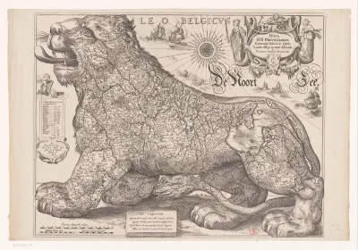 Map of the Seventeen Netherlandish Provinces in the Shape of the Belgic Lion