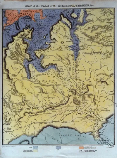 Map of the vale of the Evenlode, Thames, charting stone formation in various colours