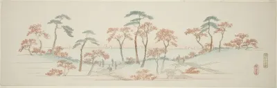 Maples at Kaianji Temple (Kaianji koyo), from an untitled series of famous views of the Edo suburbs