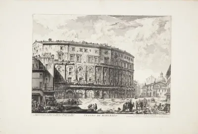 Marcellus' teater sammenbygget med Palazzo Orsini, i det fjerne kuplen på kirken Santa Maria in Campitelli