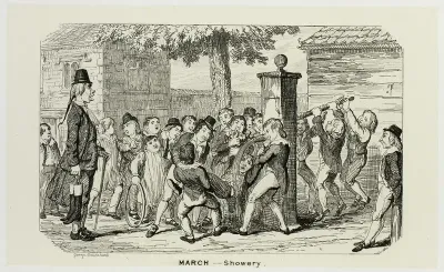March - Showery from George Cruikshank's Steel Etchings to The Comic Almanacks: 1835-1853