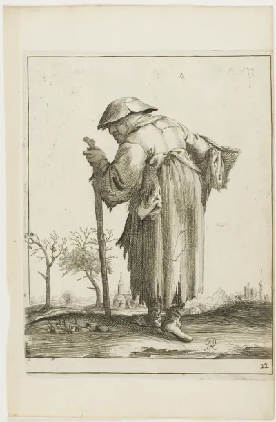 Marching Beggar Woman with a Basket, from T is al verwart-gaern (It's already confusing)