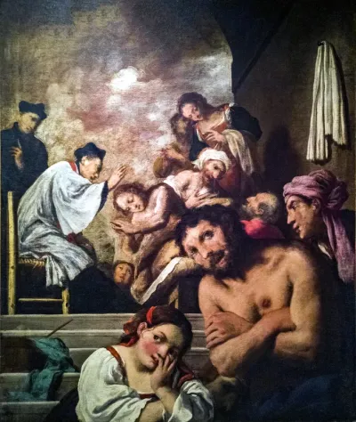 Marco Gussoni who blesses the plague victims in the Lazzaretto of Ferrara