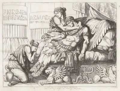 Marcus Antonius sterft in de armen van Cleopatra