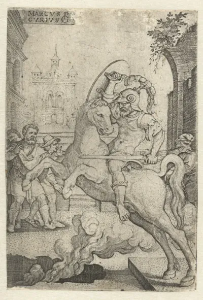 Marcus Curtius stort zich in een kloof