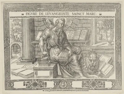 Marcus de evangelist schrijft zijn evangelie