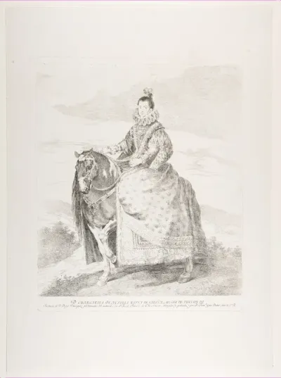 Margaret of Austria on horseback, after Velázquez