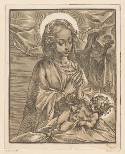 Maria aanbidt het Christuskind