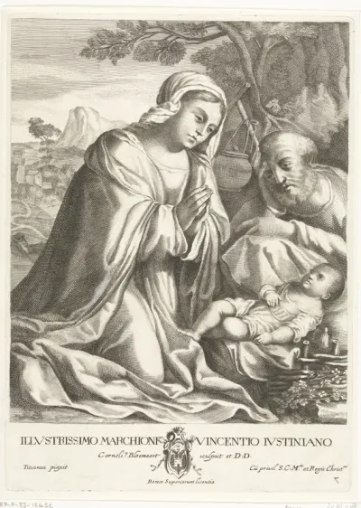 Maria aanbidt het Kind