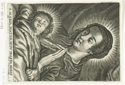 Maria aanbidt het slapende Christuskind