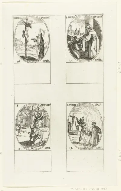 Maria bij het kruis, Heilige Stephanus Harding, Heilige Apollonius de Apologeet, Heilige Timon van Korinte (16-19 april)