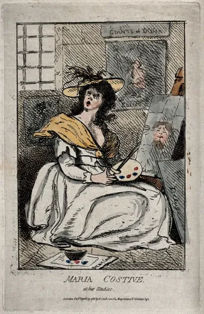 Maria Cosway painting in a lunatic's cell in an asylum