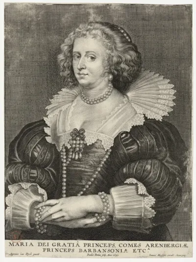 Maria Dei Gratia Princeps Comes Arenbergiae, Princeps Barbansonia etc. [...] Antonius van Dyck pinxit. Paulus Pontius sculp. anno 1645