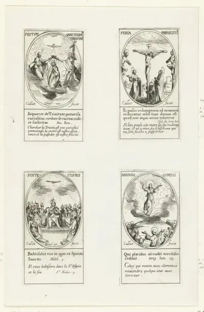 Maria door de Heilige Drie-eenheid gekroond (Drievuldigheidszondag), Kruisiging (Goede Vrijdag), Neerdaling van de Heilige Geest (Pinksteren), Hemelvaart van Christus (Hemelvaart)