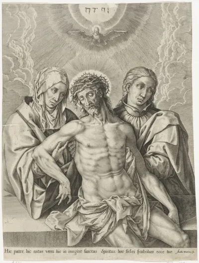 Maria en Johannes bewenen de gestorven Christus