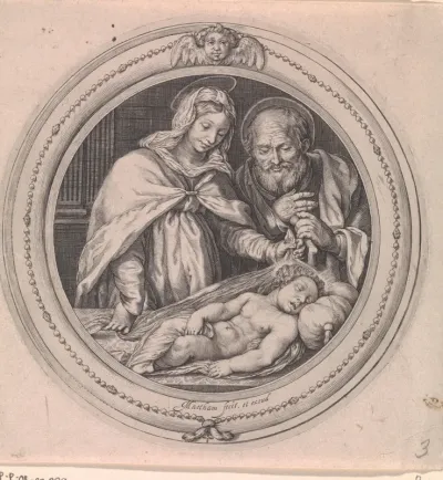 Maria en Jozef bij het slapend Christuskind