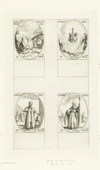 Maria en Jozef wachten op de geboorte van het Christuskind, Heilige Nemesius van Alexandrië, Heilige Philogonius van Antiochië, Heilige Thomas (18-21 december)
