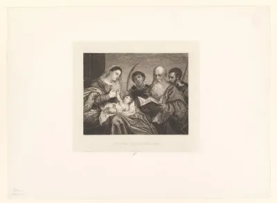 Maria en kind met drie heiligen