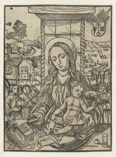 Maria en kind met papegaai