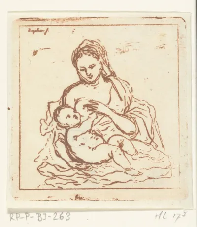 Maria geeft Christus de borst