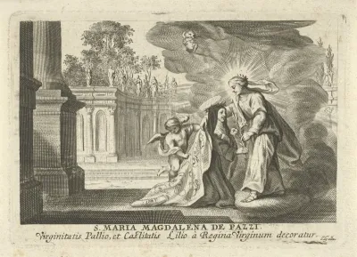 Maria geeft een lelietak aan de H. Maria Magdalena de Pazzi