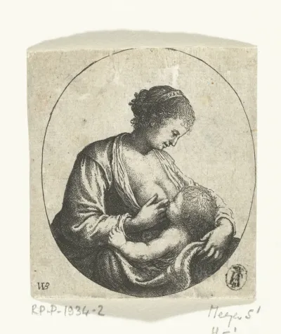 Maria geeft het Christuskind de borst