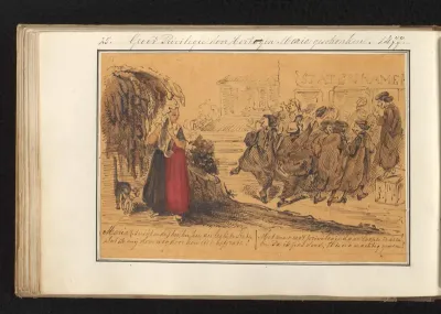 Maria, hertogin van Bourgondië, en een groep vrolijke leden van de Staten-Generaal naar aanleiding van het Groot Privilege, 1477