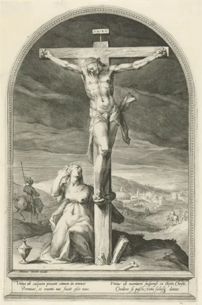 Maria Magdalena aan de voet van het kruis