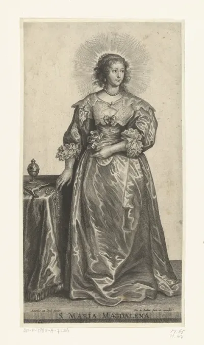 Maria Magdalena als rijkgeklede vrouw voor bekering