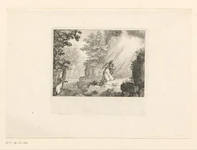 Maria Magdalena biddend in de wildernis