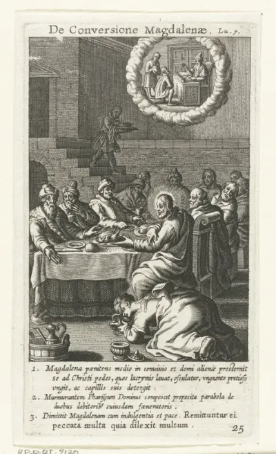 Maria Magdalena droogt de voeten van Christus met haar haar