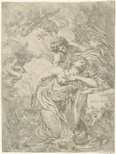 Maria Magdalena met engelen